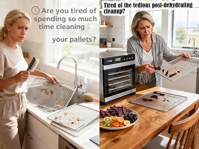 Dehydrators Tray Liners: 10-Pack 14x21 inch Mesh Silicone Dehydrator Sheets - Max Airflow - Non-stick - BPA free - Single-Use Packaging - Non-stick