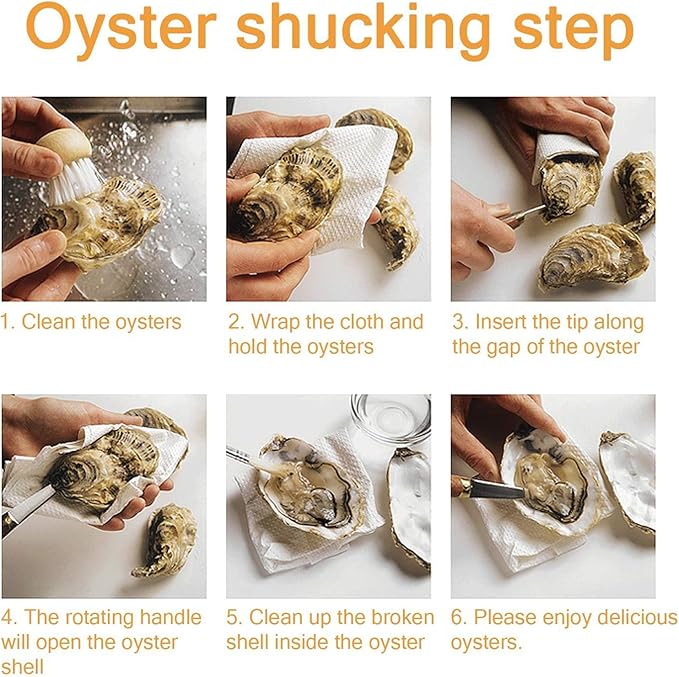 SPEENSUN Oyster Shucking Knife, Not Easy to Break and Bend with Blade Reinforcement Design, More Secure with Oyster Knife and Gloves (2 Knifes and 1 Glove L)