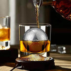 Whiskey Glasses,2 Old Fashioned Glasses Set with 2 XXL Stainless Steel Ice Balls,10oz Whiskey Rocks Glasses Gift for Men,Bourbon Tumbler for Scotch Whisky Cognac,Rock Barware at Bar Home