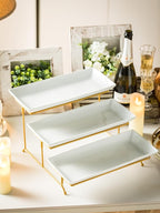 YHOSSEUN 3 Tier Serving Tray for Party, Tiered Serving Platters and Trays, 14 Inch Tiered Tray Stand, Dessert Stand, Serving Stand, Dessert Table Display Set with Collapsible Sturdier Metal Rack