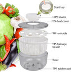 Electric Salad Spinner,6L Large Capacity Automatic Vegetables Fruit Washer Dryer Drainer Strainer,USB Charge Lettuce Spinner Cleaner with 350 ml Squeeze Bottle for Home Kitchen