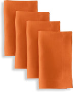 Solino Home Linen Napkins Set of 4-100% Pure Linen Persimmon Orange Dinner Napkins Cloth 20 x 20 Inch for New Year - Fete, Handcrafted and Machine Washable