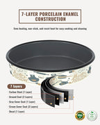 Round Baking Pan Enamel Roasting Dish 4-Pack 9/10/12/14 Inches Non Stick High Temperature Resistance Cookware for Cake Pie Pizza & Meat, Oven Dishwasher Safe Mother Day Gift Bakeware Set