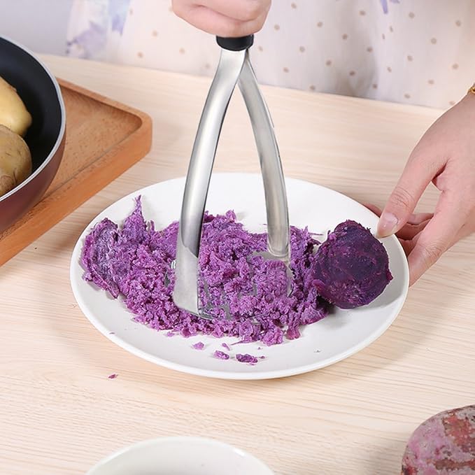 Joyoldelf Heavy Duty Stainless Steel Potato Masher, Professional Integrated Masher Kitchen Tool & Food Masher/Potato Smasher with Silicone Handle, Perfect for Bean, Vegetable, Fruits, Avocado, Meat
