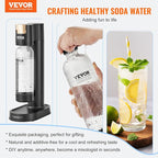 VEVOR Sparkling Water Maker, Soda Maker Machine for Home Carbonating, Seltzer Water Starter Kit with BPA free 1L PET Bottle, Compatible with Mainstream Screw-in 60L CO2 Cylinder(NOT Included), Black