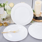 bUCLA 30PCS White Plastic Dinner Plates Disposable - Premium 10.25inch White Weddings and Party Dinner Plates