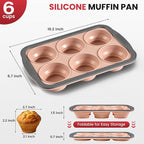Silicone Muffin Pan - 6 Cups Regular Size Cupcake Pan Egg Bite Molds Muffin Pans for Baking - Nonstick, Easy to Pop, Bakeware for Oven Dishwasher Safe, BPA Free (6-Cups Pink)