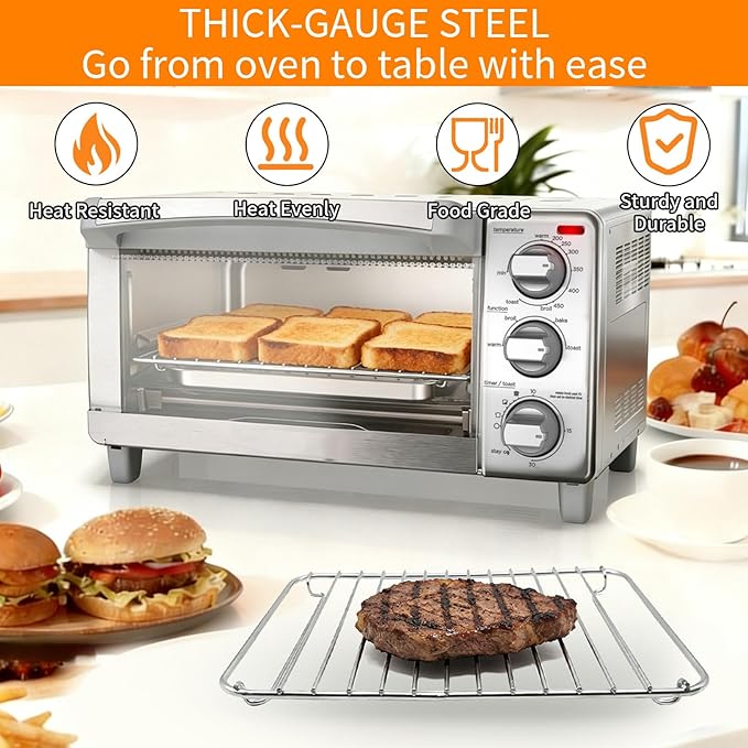 Countertop Toaster Oven Replacement Parts for black and decker 4 Slice Toaster Oven, 10.8×9.8x 0.7'' Stainless Steel Toaster Oven Accessories Wire Rack Baking Rack
