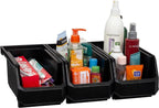 Plastic Containers for Organizing and Storage Bins for Closet, Kitchen, Office, Garage or Pantry Organization, Stackable Bins, Medium (11" x 5" x 5.5"), 8-Pack, Black