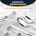 NICE KITCHEN Silverware Set, 40 Piece Premium Stainless Steel Flatware Set for 8, Heavy Duty Silverware Cutlery Sets with Wavy Patterns, Spoons and Forks Set, Mirror Polished, Dishwasher Safe