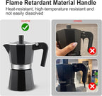 Sivaphe Aluminum Moka Pot 12 Espresso Cups, Percolator Espresso and Coffee Maker, Portable Stovetop Italian and Cuban Café Brewer for Home and Camping Black
