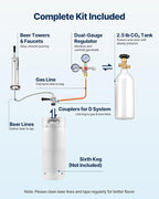 VEVOR Beer Kegerator, Single Tap Commercial Draft Beer Dispenser for D system, Refrigerator With Shelves, Hold 1 Sixth Keg, 2.5lbs CO2 Tank, 92L