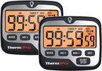 TempPro TM01(2 Pack) Kitchen Timers for Cooking with Count Up Countdown Timer, Digital Timer for Kids with Touch Backlit, Study Timers for Classroom Teacher Supplies (Previously ThermoPro)