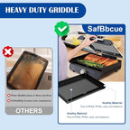 SafBbcue Griddle Plate for Ninja GR101 Sizzle Smokeless Indoor Grill, 14’’ Nonstick Flat-Top Griddle Plate for Ninja Sizzle Smokeless Grill Accessories with Griddle Cleaning Tool