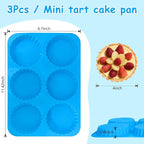Sidosir 3Pcs 4 Inch Tart Cake Pan Mold, Mini Peanut Butter Cup Molds Silicone, Non-Stick Chocolate Mold for Making Brownies, Silicone Round Molds Corrugated Side for Cupcakes