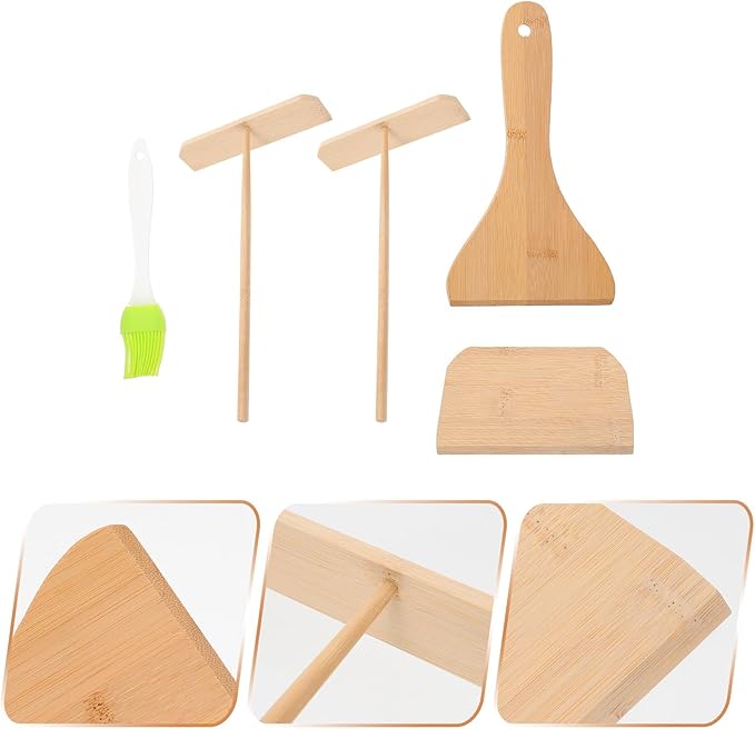 jojofuny Crepe Spreader and Pancake Spatula Set 5pcs Household Cooking Gadget Kit for Crepe and Pancake Making Convenient Kitchen Tool for Breakfast Preparation Random Random Color