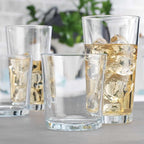 Glaver's Drinking Glasses Set of 12. Glassware set, 6 Highball Glass Cups, 6 Whiskey glasses. Classic Drinkware Set 17 oz Tall Glasses Set and 13 oz Rock Glasses.