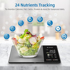 Food Scale with Nutritional Calculator, Smart Digital Kitchen Scale for Weight Loss, App with 23 Nutrients Tracking, Calorie, Fat, Carbs, Premium Stainless Steel, 11lb