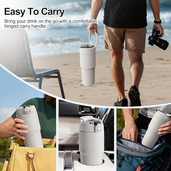 Kawu Personal Blender, 23oz Stainless Steel Portable Blender for Shakes and Smoothies, Electric Shaker Bottle with 10 Blades, USB Rechargeable Travel Mixer with Straw & Lid for Gym Office Home