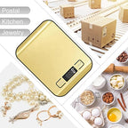 Digital Shipping Scale,Stainless Steel Panel, Accurate Portable Postal Scale for Packages, Small Business,Kitchen, Food, Handmade, Liquids, and Boutique (Mirror Gold Battery(5kg/1g))