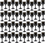 Plastic Wine Glasses, Plastic Goblets Vintage Style Cordial Unbreakable Drinking Glasses, Reusable Drinkware for Wedding Reception, Grand Event Party Supplies (48, Black)