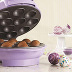 Electric Cake Pop Maker – Nonstick 12 Cake Pop and Donut Hole Baker, Fast Baking with Indicator Lights & Cool Touch Handle, Purple