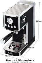 Zulay Kitchen Magia Compact Espresso Machine – 20 Bar Coffee Maker with Milk Frother Steam Wand, Latte & Cappuccino Maker, 1350W Fast Heating, 40oz Removable Water Tank, Stainless Steel – Black