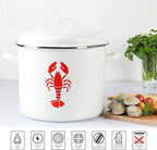 Martha Stewart 16-Quart Enamel on Steel Scratch-Resistant Lobster Stock Pot – Linen – Durable Large Capacity Pot for Boiling, Steaming & Seafood Cooking