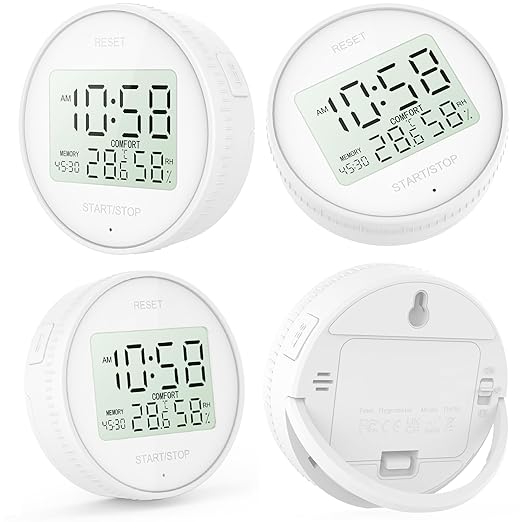 Magnetic Digital Hygrometer & Indoor Thermometer - Kitchen Timer for Cooking, Baking, Fitness, AAA Battery Included
