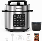 6Qt Electric Pressure Cooker, 9-in-1 Programmable with IMD Touchscreen, Rice Cooker, Slow Cook, Steam, Sauté, Warmer, 24H Delay Start, Non-Stick Ceramic Pot, 1000W, Silver