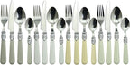 The Original Brink House Baroque Bone Mix & Match Stainless Steel Cutlery Set with Assorted Handles / 16 pieces with Metal Stand/Lifestyle utensils set for home, first apartment, dorm, fine dining