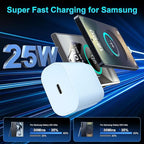 Super Fast Charger Type C, 25W USB C Wall Charger Fast Charging for Samsung Galaxy S25 Ultra/S25/S25+/S24+/S24 Ultra/S24/S24+/S23 Ultra/S22 Ultra/S21 Ultra with 12FT Long Type C Charger Cable 2Pack