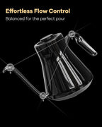 Cocinare Barista Collection Gooseneck Electric Kettle, ±1℉ Precise Temperature Control for Pour-Over Coffee & Tea, Quick Heating 1500W, Stainless Steel Interior, 0.9L (Soulages Black)