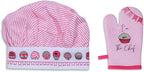 AMOUR INFINI Apron and Hat Set, 3 Pcs- Adjustable Kitchen Apron Oven Mitts Set