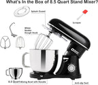 Kitchen in the box Stand Mixer - 8.5 Quart Mixing Bowl with Handle, 900 Watt Heavy Bread Dough Standing Mixers Tilt-head with Dough Hook, Whisk, Flat Beater and Splash Guard (Black)
