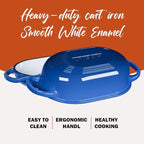 Enameled Cast Iron Dutch Oven for Bread Baking - incl. Sourdough Bread-Baking Supplies like Banneton Bread-Proofing Basket - 5QT Loaf Cast Iron Bread Oven Pan with Lid Meatloaf Pan with Lid, Sour Sough Tools, Lame(Blue）