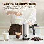 Milk Frother, 4-in-1 Milk Frother and Steamer, 10.6oz Electric Milk Steamer, Automatic Cold and Hot Foam Maker for Lattes, Cappuccinos, Ceramic Lining Interior (Polished)
