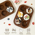 4 Pack Silicone Muffin Pan for Baking, Regular Size Nonstick Cupcake Pan, 6-Cup Silicone Muffin Tin BPA Free Dishwasher Safe, Great for Muffin Cupcake Brownie Egg Tart