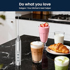 Sakgos Milk Frother Rechargeable Handheld-Electric Whisk 3 Speed Adjustable, Coffee Frother Wand with 3 Stainless Whisks, Electric Foam Maker, Drink Mixer Blender for Latte Cappuccino Matcha Egg