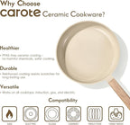 CAROTE 22Pcs Pots and Pans Set Non stick, Ceramic Cookware Set, Non-toxic Kitchen Cooking Set, PFAS and PFOA Free