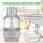4 Locking Knob DFP-14NWBCT1 Food Processor Replacement Bowl Lid, Compatible with Cuisinart Food Processor DLC-005AGTXT1 Bowl, Suitable for Model DFP-14 (4.45 * 7.6in)
