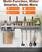 kitchen utensil hanger, wall mounted rail with hooks, waterproof for utensils, easy installation without drilling (27.56 inches, Cups, 2)