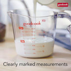 GoodCook Everyday 2-Cup Measuring Cup Liquid Measuring with Ounces and Milliliters Markings Tapered Pour Spout Easy-to-Read Lines Comfortable Handle for Precise Measuring, Clear
