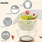 quick press salad spinner and vegetable washer tool for lettuce spinner capacity Fruit Washing Bowl with fruit washing bowl with strainer dehydrator kitchen appliances (Large - 6.34 qt)