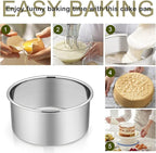 P&P CHEF 6 Inch Cake Pans Set, Round Baking Pan Stainless Steel Layer Birthday Wedding Cake Oven Pans, Non Toxic & Heavy Duty, Deep Side & Mirror Finish, Dishwasher Safe, (1Pc)