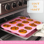 Sakolla 2 Pack Silicone Muffin Pan, Nonsticks 12 Cups Standard Cupcake Pans, Silicone Molds for Baking Muffin, Egg Bite, Cupcakes, Tart and Quiche (Pink & Green)