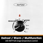 Sunvivi 26-Quart Roaster Oven, Electric Roaster Oven with Viewing Lid, Sunvivi Turkey Roaster with Unique Defrost/Warm Function, Large Roaster with with Removable Pan & Rack, Stainless Steel, White