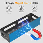Sevenblue 6 Pack Strong Magnetic Spice Rack for Refrigerator, Multipurpose Magnetic Shelf for Fridge with 4 Hooks for kitchen and Bathroom Organization, Black