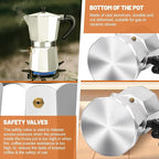 2 Cup Aluminum Espresso Stovetop Moka Pot Express Coffee Maker Percolator Italian Classic Mocha Coffee Machine for Italian and Cuban Cafe Brewing for Home & Camping 100ml 3.3oz