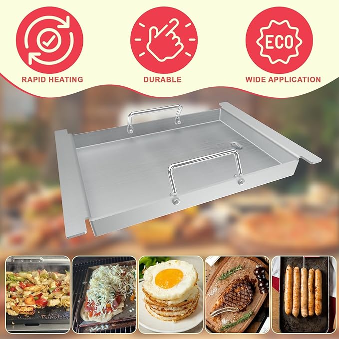 Half Griddle for Ninja FlexFlame PG300 Grills, Stainless Steel Sizzle Griddle Plate for Ninja-Flex Flame Grill Accessories XSKHLFGRIDLE, Even Heat Distribution & Versatility For Cooking 17''L x 12''W
